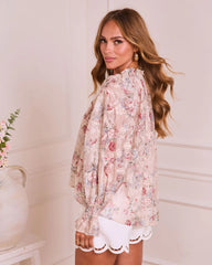 Ethereal Darling Split Neck Tie Floral Blouse