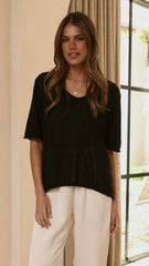 Spring Scoop Neck Tee Black