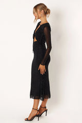 Salvatore Long Sleeve Midi Dress Black