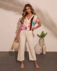 Tropic Theory Abstract Floral Print Top
