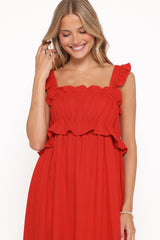 Ross Frill Strap Maxi Dress Red