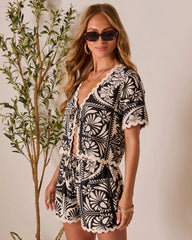 Zenya Front Tie Abstract Top