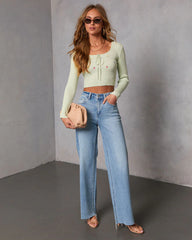 Happy Bloom Bust Tie Embroidered Top