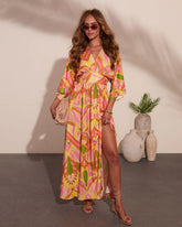 Botanical Dream Abstract Print Maxi Dress