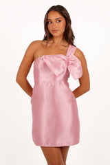 Veve One Shoulder Mini Dress Poppy Pink