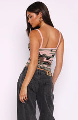 Taking It Away Singlet Top Pink Camo