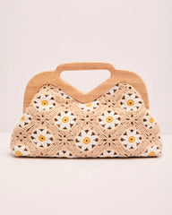 Sunspun Muse Woven Floral Clutch
