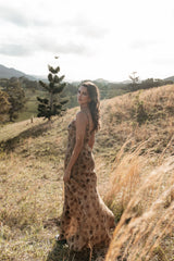 Fia Midi Dress Tan Floral