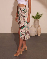 Neela Abstract Wrap Tie Cover Up Midi Skirt