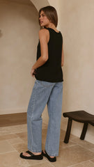 Annie Scoop Neck Tank Black