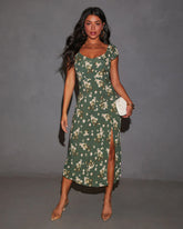 Solstice Frolic Floral Print Midi Dress