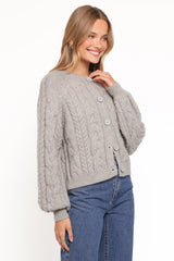 Nika Cable Knit Cardigan Grey