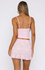 Lets Get Closer Lace Mini Skirt Baby Pink