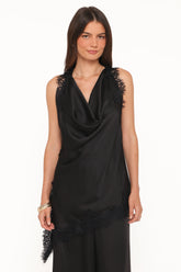 Clara Asymmetrical Lace Top Black