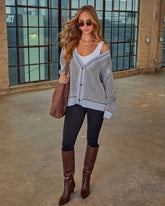 Hamina Ribbed Knit Contrast Trim Cardigan