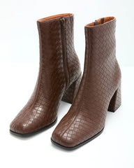 Chanie Woven Vegan Leather Booties