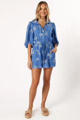 Gina Romper Blue Print