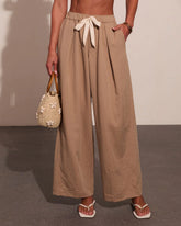 Samarah Front Tie Pleated Wide Leg Pants