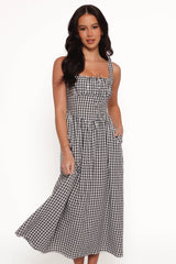 Kinslee Midi Dress Black Gingham