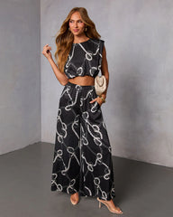 Dennie Printed Satin Top
