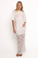 Laken Sheer Lace Maxi Skirt White