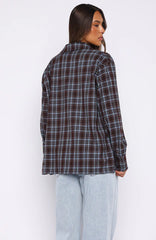Might Be Time Button Up Shirt Blue Chocolate