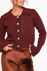 Thelma Trumpet Sleeve Cardigan Cabernet