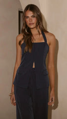 Fallon Halter Neck Top Navy
