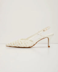 Mira Woven Pointed Toe Slingback Pumps