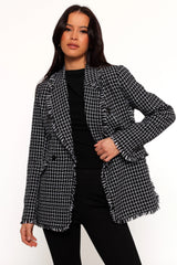 Rocco Hem Blazer Black White