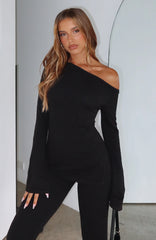 Well Be Fine Long Sleeve Top Black