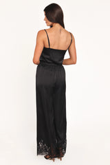 Viola Drawstring Wide Leg Pant Black