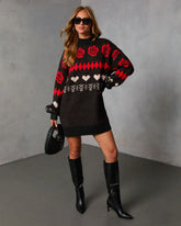 Marrene Abstract Mini Sweater Dress