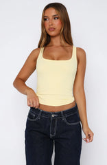 Filled With Life Ribbed Tank Lemon
