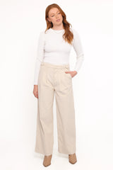 Faelan Wide Leg Cord Pants Beige