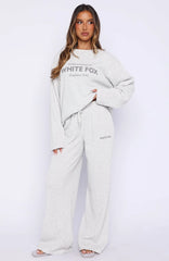 Leave Me Out Of It Waffle Wide Leg Sweatpants Grey Marle