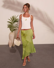 Tropical Treat Embellished Lime Tank Top