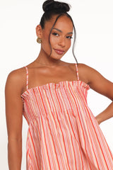 Carson Pleated Top Peach Stripe