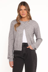 Fauna Tonal Floral Cardigan Heather Grey