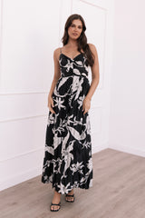 Angelique Pleated Jumpsuit Black Floral