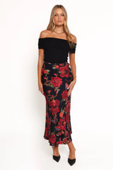 Evie Maxi Skirt Black Floral