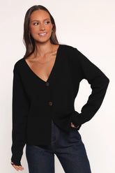 Jett Large Button Cardigan Black
