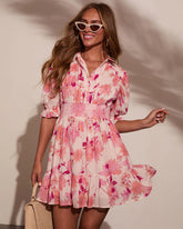 Tiah Collared Floral Mini Dress