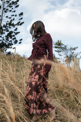 Vivie Midi Skirt Chocolate Floral