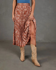 Whispered Valley Pleated Paisley Midi Skirt