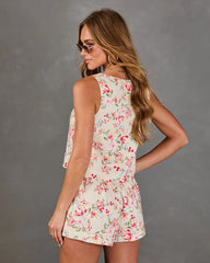 Garden Romantic Floral Linen Tank Top
