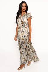 Lizzie Midi Dress Cream Floral