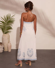 Kirby Abstract Shell Print Halter Neck Maxi Dress