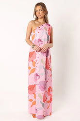 Tillie One Shoulder Maxi Dress Pink Floral