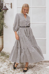 Dixon Maxi Dress Black Cream Gingham
